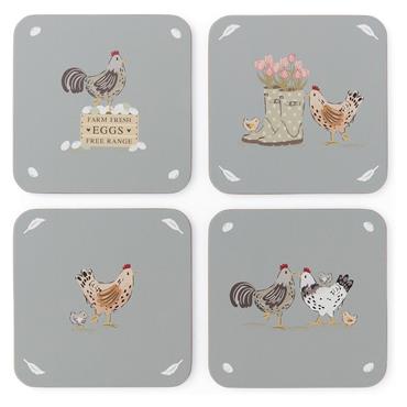 CookSmart Hen House Lane Coasters Set Of 4