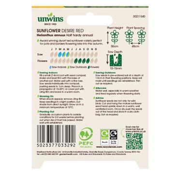 Unwins Sunflower Desire Red Seeds