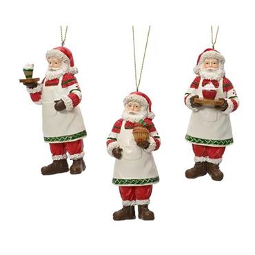 Kaemingk Cooking Santa Standing 3 Assorted 5cmx5.5cmx11.5cm