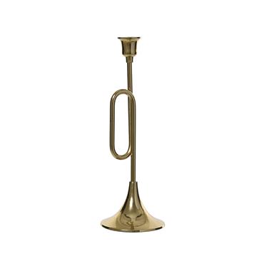 Kaemingk Trumpet Candleholder Aluminium Gold 12cmx12cmx34cm