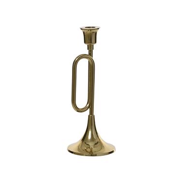 Kaemingk Trumpet Candleholder Aluminium Gold 10cmx10cmx27cm