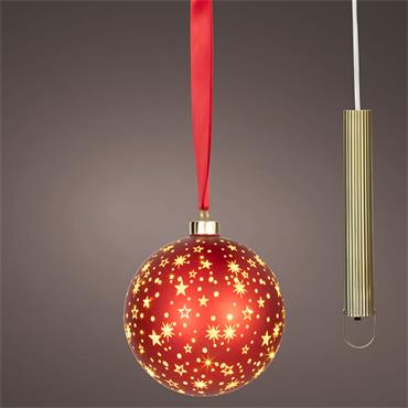 Kaemingk Micro Led Red Bauble Warm White 14cm