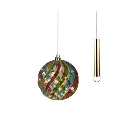Kaemingk Green And Red Micro Led Ball D.19cm