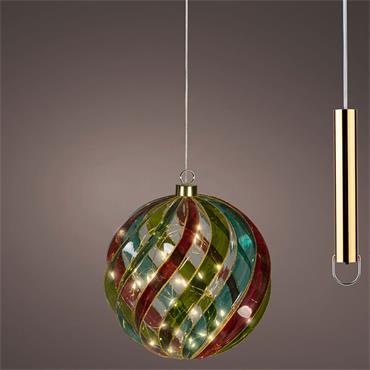 Kaemingk Green And Red Micro Led Ball D.19cm