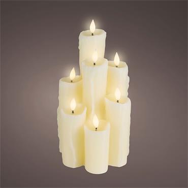Kaemingk Led Candle Set Wax Fire Flame Effect 15cmx15cmx27.5cm