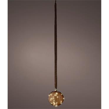 Micro Led Light Ball Decoration Brown Battery Warm White 14cm