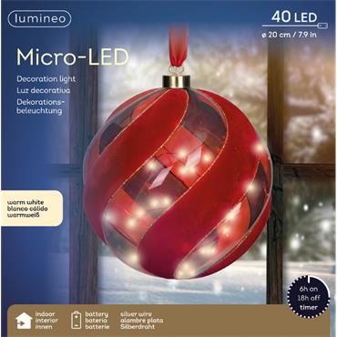 Micro Led Light Ball Decoration Red Battery Warm White 20cm