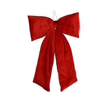 Kaemingk Long Tail Velvet Christmas Red Bow 9cmx48cmx80cm