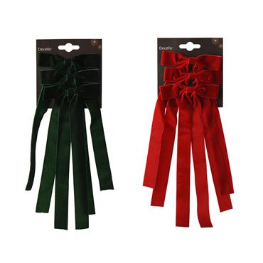 Kaemingk Long Tail Velvet Bow Assorted 3.8cmx16cmx40cm