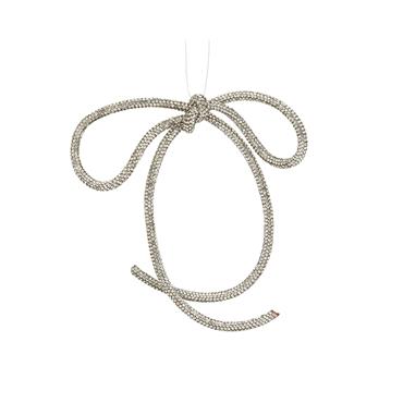Kaemingk Diamonte Bow Decoration Silver 23.5cmx17cmx0.5cm