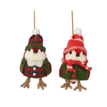 Kaemingk Felt Bird Decorastion 2 Assorted 12cmx9cmx15cm