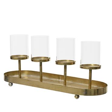Kaemingk Candleholder Champagne Gold 15.5cmx48cmx12cm