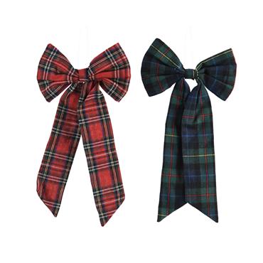 Kaemingk Tartan Bow Polyester 2 Assorted 35cmx25cmx0.2cm