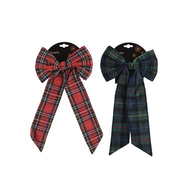 Kaemingk Tartan Bow Polyester 2 Assorted 35cmx25cmx0.2cm