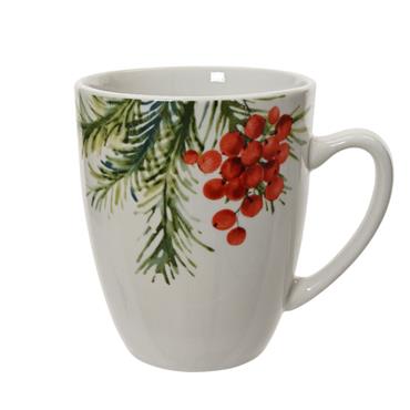 Porcelain Mug Leaf And Berry Pattern