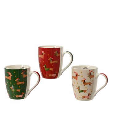 Kaemingk Mug Christmas Dog 3 Assorted 8.2cmx12cmx10.5cm