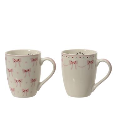 Kaemingk Mug Bow Design 2 Assorted White 8.2cmx11.5cmx10cm