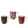 Kaemingk Mug Porcelain Tartan 3 Assorted D.8cmx10cm