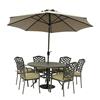 Oakley Antique Moss Round 6 Seater Set With Parasol & Base