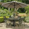 Oakley Antique Moss Round 6 Seater Set With Parasol & Base