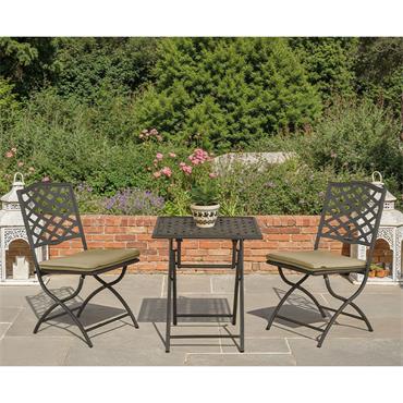 Oakley Moss Green Folding Bistro Set Cast Aluminium