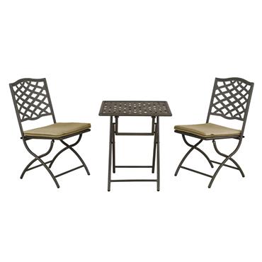 Oakley Moss Green Folding Bistro Set Cast Aluminium