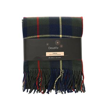Kaemingk Throw Tartan Check Fringe Blue 130cmx170cmx0.5cm