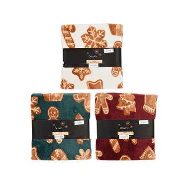 Kaemingk Throw Flannel Ginger Bread 3 Assorted 130cmx170cmx0.8cm