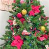 Fabric Poinsettia On Clip Red