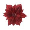 Fabric Poinsettia On Clip Red