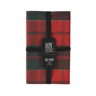Kaemingk Tablerunner Tartan Check Green/red 150cmx30cmx0.1cm