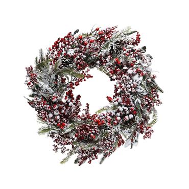 Kaemingk Berry Wreath Snowy Pinecones Green D.60cmx12cm