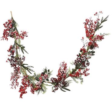 Garland Frost Red Berries Green