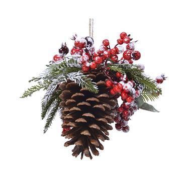 Kaemingk Berry Hanger Snowy Berries Green 20cmx25cmx12cm