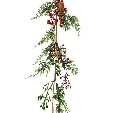Garland Red Berries Pinecones