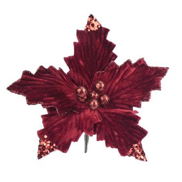 Poinsettia On Clip Velvet Assorted
