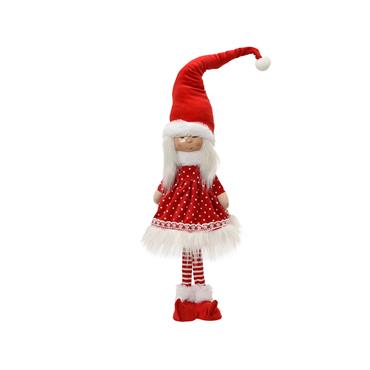 Kaemingk Christmas Girl Standing Red/white 17cmx13cmx85cm