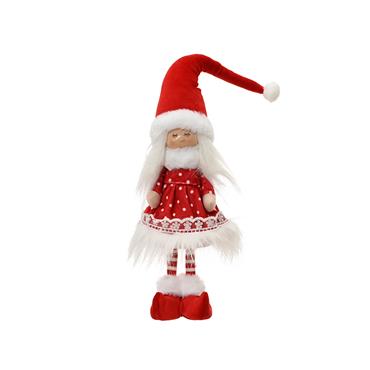 Kaemingk Christmas Girl Standing Red/white 13cmx9cmx51cm
