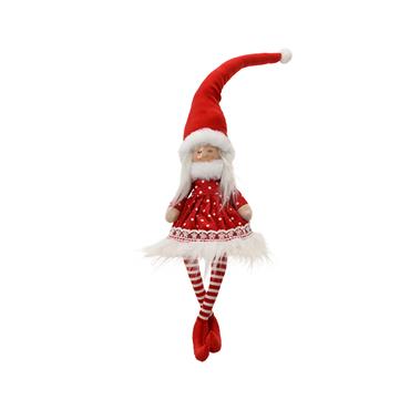 Kaemingk Christmas Girl Sitting Red/white 12cmx9cmx60cm