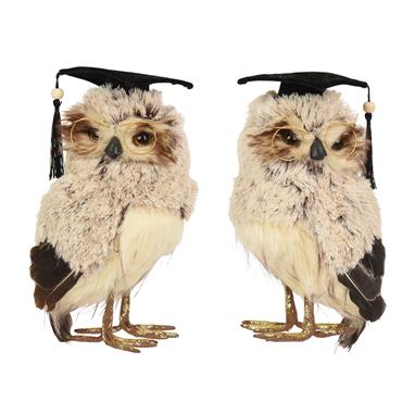 Kaemingk Owl Decoration 2 Assorted Grey 13cmx18cmx27cm