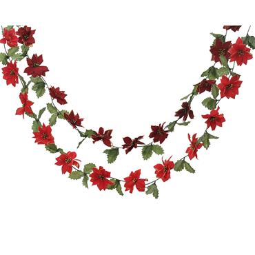 Kaemingk Garland Poinsettia Leaf 270cm Assorted