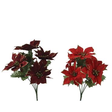 Kaemingk Bunched Poinsettia On Stem 36cm Assorted