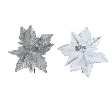 Poinsettia Glitter Center Sequin Petal 24cm Assorted