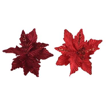 Poinsettia Glitter Center Sequin Petal 24cm Assorted