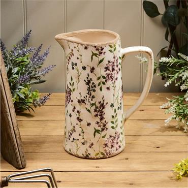 Langs Distressed Decorative Ceramic Large Floral Tall Jug