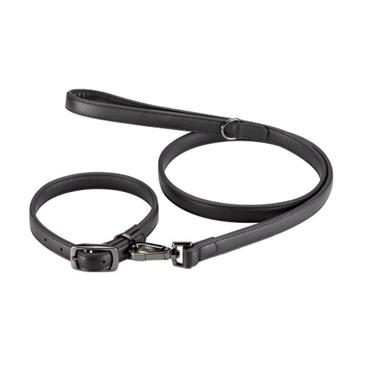 Luxe Leather Jet Dog Collar Medium 38-45cm