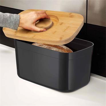 Joseph Joseph Bread Bin With Cutting Board Lid Black