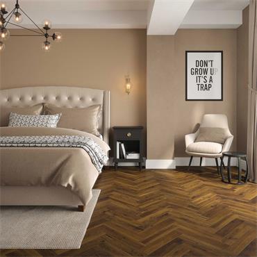 Smoked Cathedral Oak Herringbone Laminate Flooring 12mm (Per Pack)