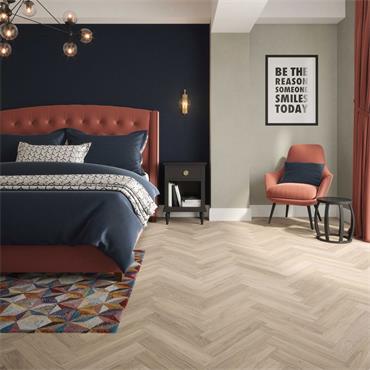 Tartas Oak Herringbone Laminate Flooring 12mm (Per Pack)