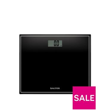 Compact Glass Electronic Bathroom Scales Black